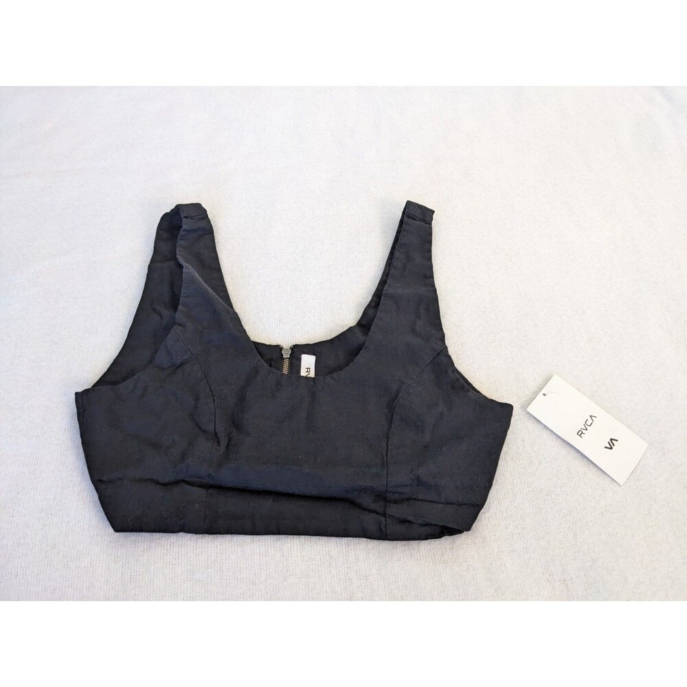 RVCA New w Tags Women's Slim Fit Cropped Tank Top With Zipper Black Medium